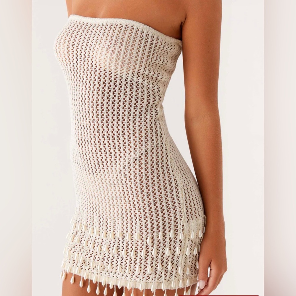 Cream Crochet Fringe Dress